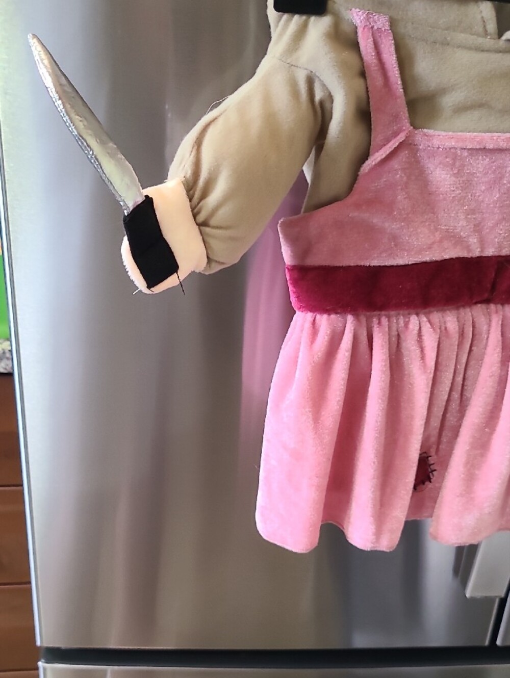 XL Pink And Tan Creepy Kathy Dog Costume - Picture 4 of 7